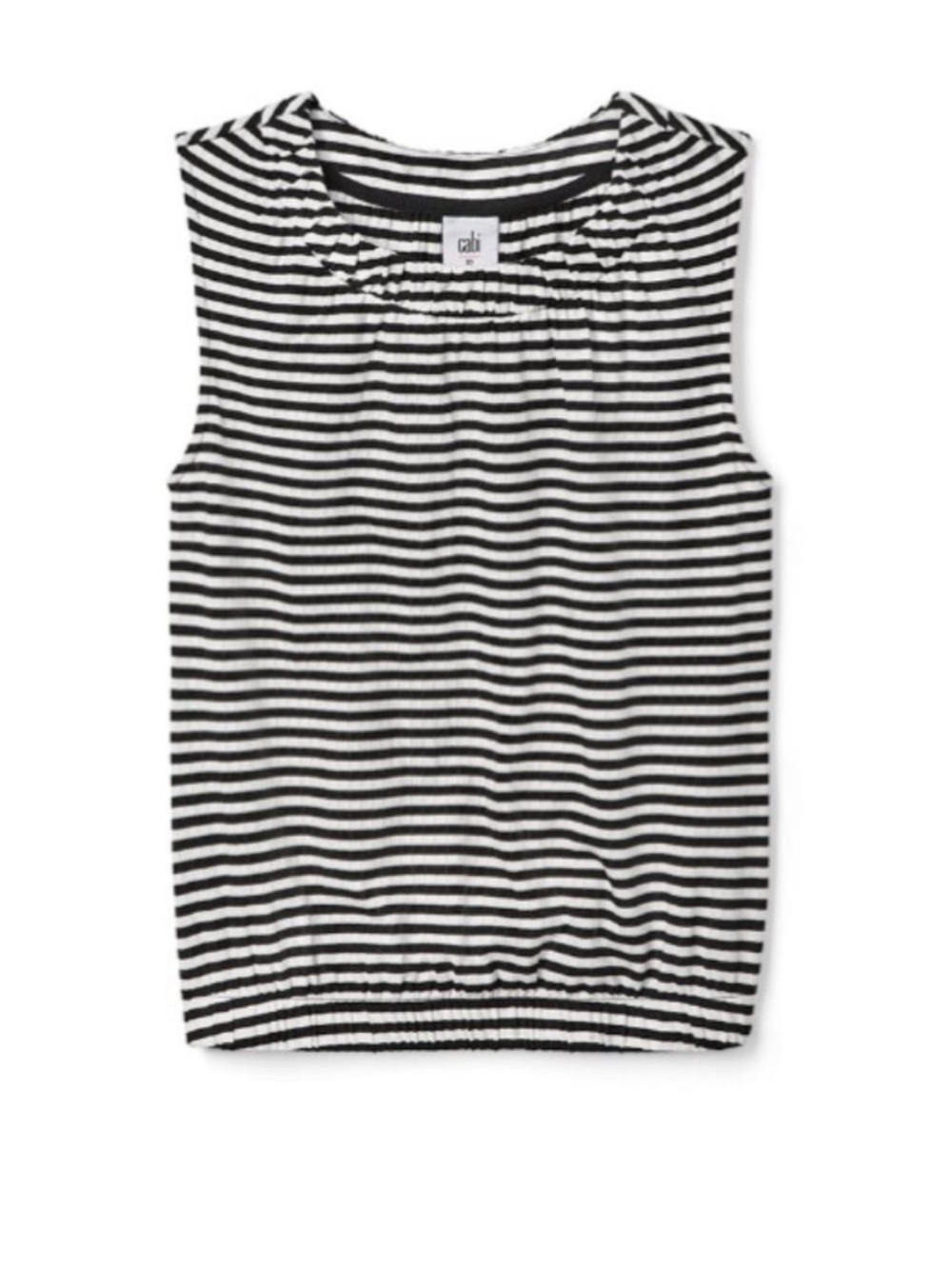 Cabi Black and White Striped Chat Tee